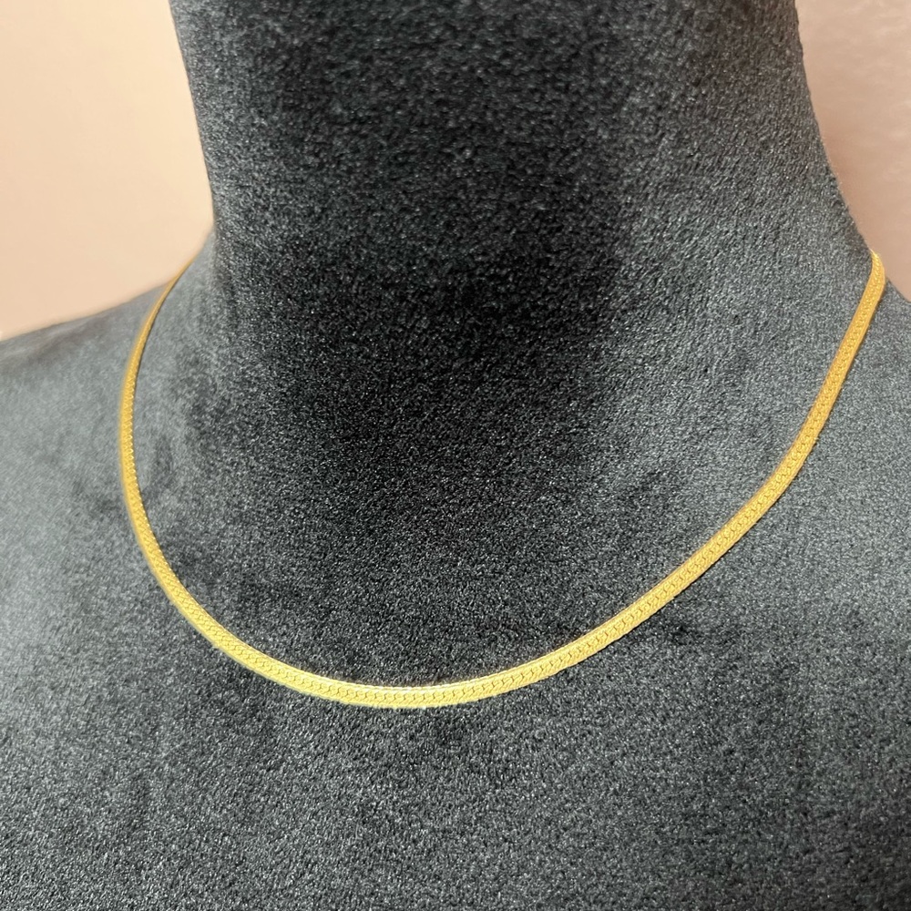 Vintage 18” Solid 14k Gold Herringbone Necklace